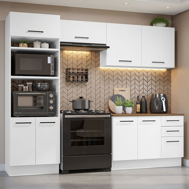 Armário de Cozinha Completa 270cm Branco/Rustic 60cm de Profundidade Agata Madesa 09