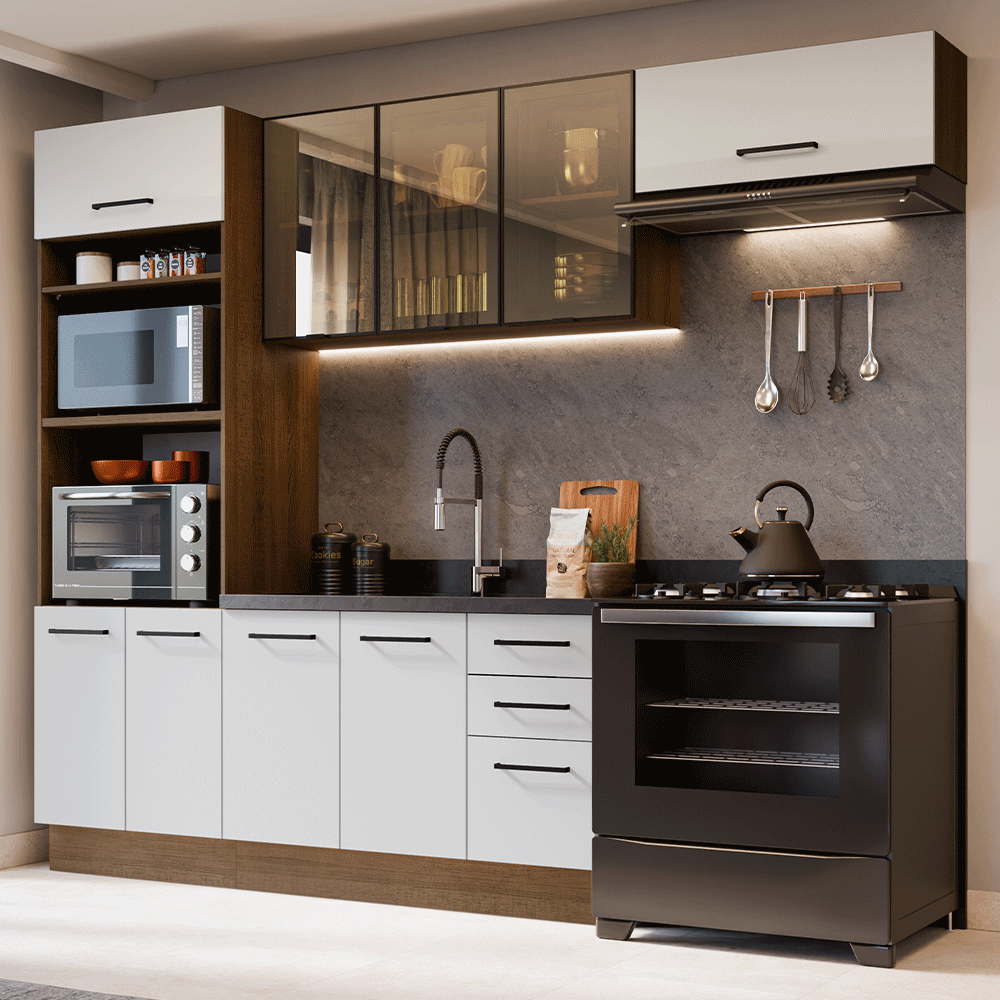Armário de Cozinha Completa 270 cm Rustic/Branco Agata Madesa 12