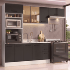Armário de Cozinha Completa 270 cm Branco/Preto Agata Madesa 13