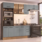 Armário de Cozinha Completa 270 cm Rustic/Cinza Agata Madesa 13