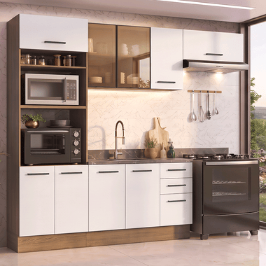 Armário de Cozinha Completa 270 cm Rustic/Branco Agata Madesa 13