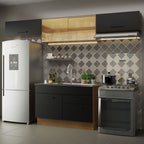 Armário de Cozinha Compacta 280cm Rustic/Preto Agata Madesa 01