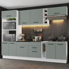 Armário de Cozinha Completa 290cm Branco/Cinza Agata Madesa 02