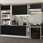 Armário de Cozinha Completa 290cm Branco/Preto Agata Madesa 02