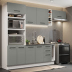 Armário de Cozinha Completa 290cm Branco Cinza Agata Madesa 03