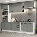 Armário de Cozinha Completa 290cm Branco Cinza Agata Madesa 05