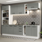 Armário de Cozinha Completa 290cm Branco Cinza Agata Madesa 05
