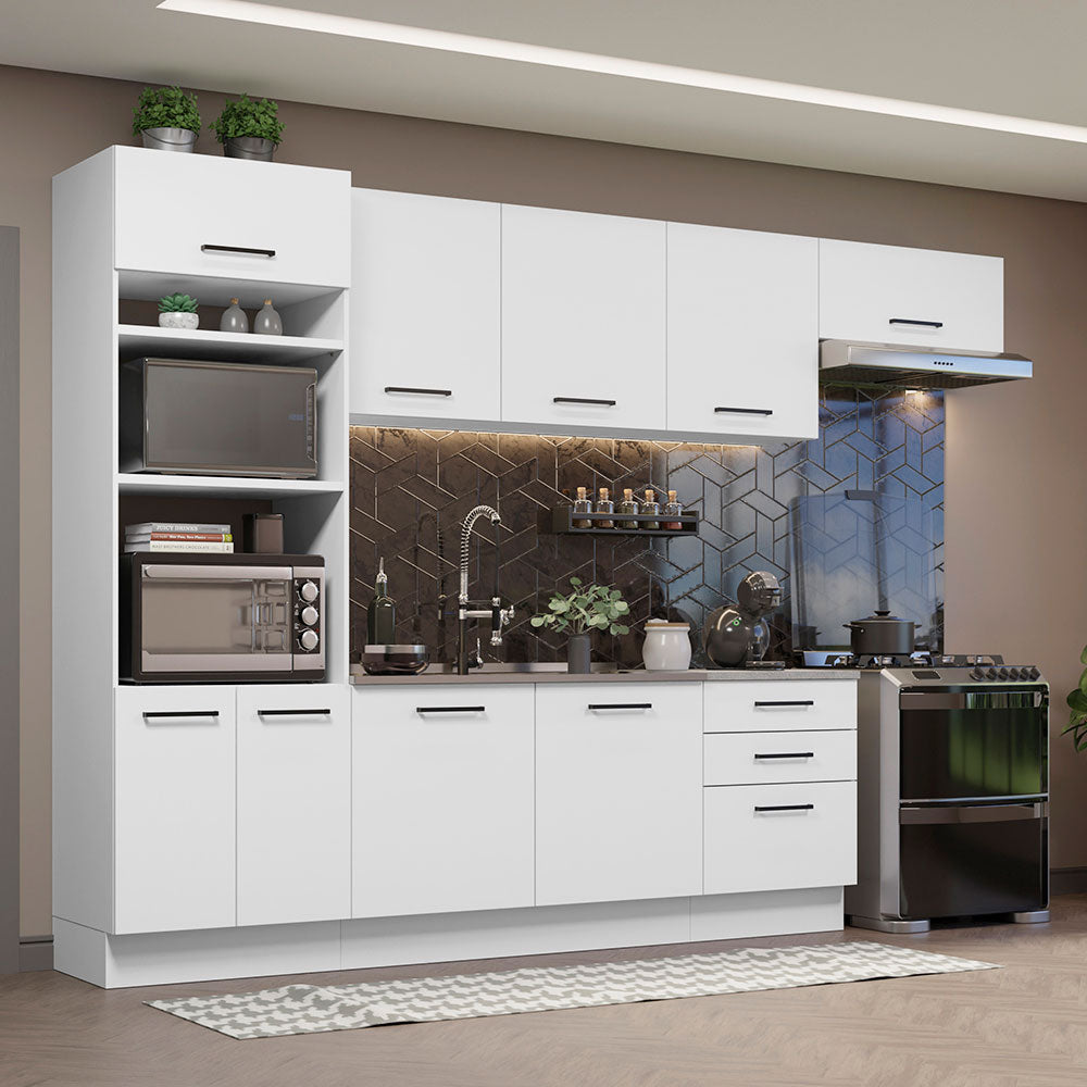 Armário de Cozinha Completa 330cm Branco Agata Madesa 01
