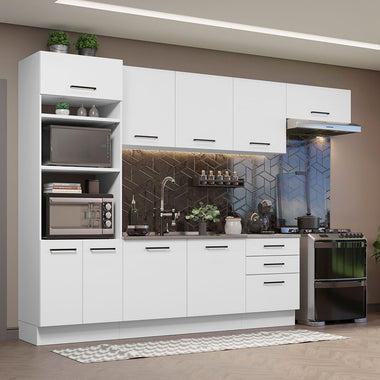 Armário de Cozinha Completa 330cm Branco Agata Madesa 01