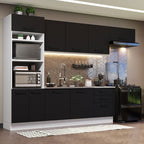 Armário de Cozinha Completa 330cm Branco Preto Agata Madesa 01