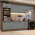 Armário de Cozinha Completa 330cm Rustic Cinza Agata Madesa 01