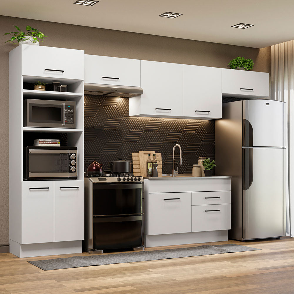 Armário de Cozinha Completa 350cm Branco Agata Madesa 01