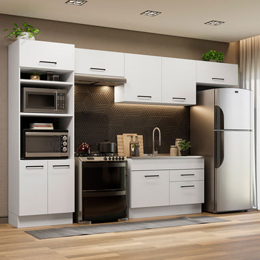 Armário de Cozinha Completa 350cm Branco Agata Madesa 01