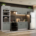 Armário de Cozinha Completa 350cm Branco/Cinza Agata Madesa 01