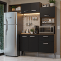 Armário de Cozinha Compacta 196cm Rustic/Preto Aura Madesa 01