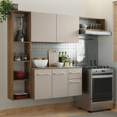 Armário de Cozinha Compacta 180cm Rustic/Crema Easy Madesa