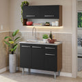 Armário de Cozinha Compacta 105cm com Pia Rustic/Preto Emilly Madesa 04