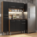 Armário de Cozinha Compacta 137 cm Rustic/Preto Emilly Madesa 012