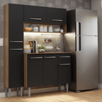 Armário de Cozinha Compacta 137 cm Rustic/Preto Emilly Madesa 012