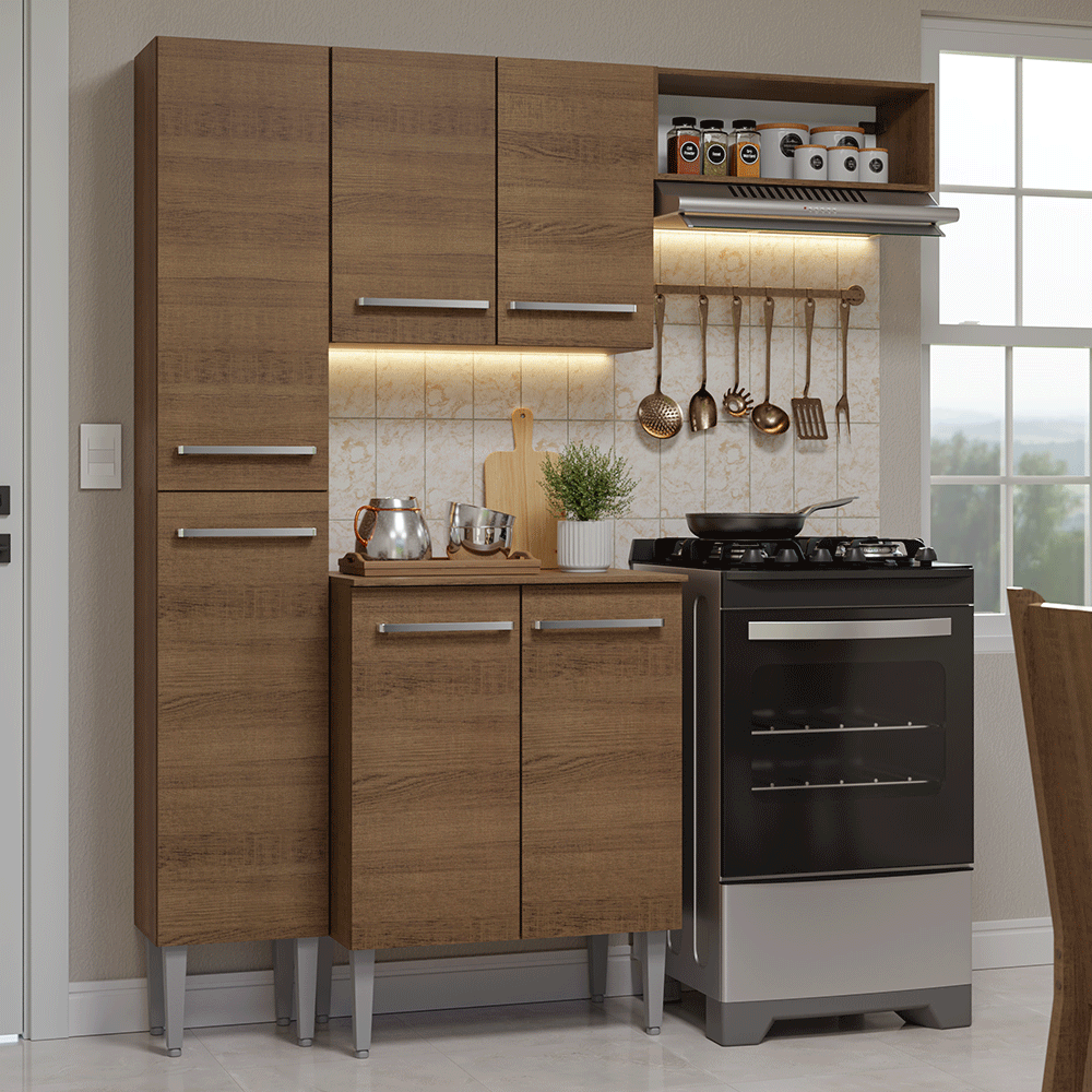 Armário de Cozinha Compacta 156 cm Rustic Emilly Madesa 01