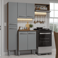 Armário de Cozinha Compacta 156 cm Rustic/Cinza Emilly Madesa 01