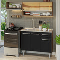 Armário de Cozinha Compacta 165cm com Pia Rustic/Preto Emilly Madesa 01