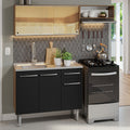 Armário de Cozinha Compacta 165cm com Pia Rustic/Preto Emilly Madesa 06
