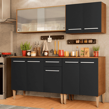 Armário de Cozinha Completa 169cm Rustic/Preto Emilly Box Madesa 03