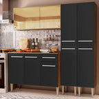 Armário de Cozinha Completa 169cm Rustic/Preto Emilly Voice Madesa 06