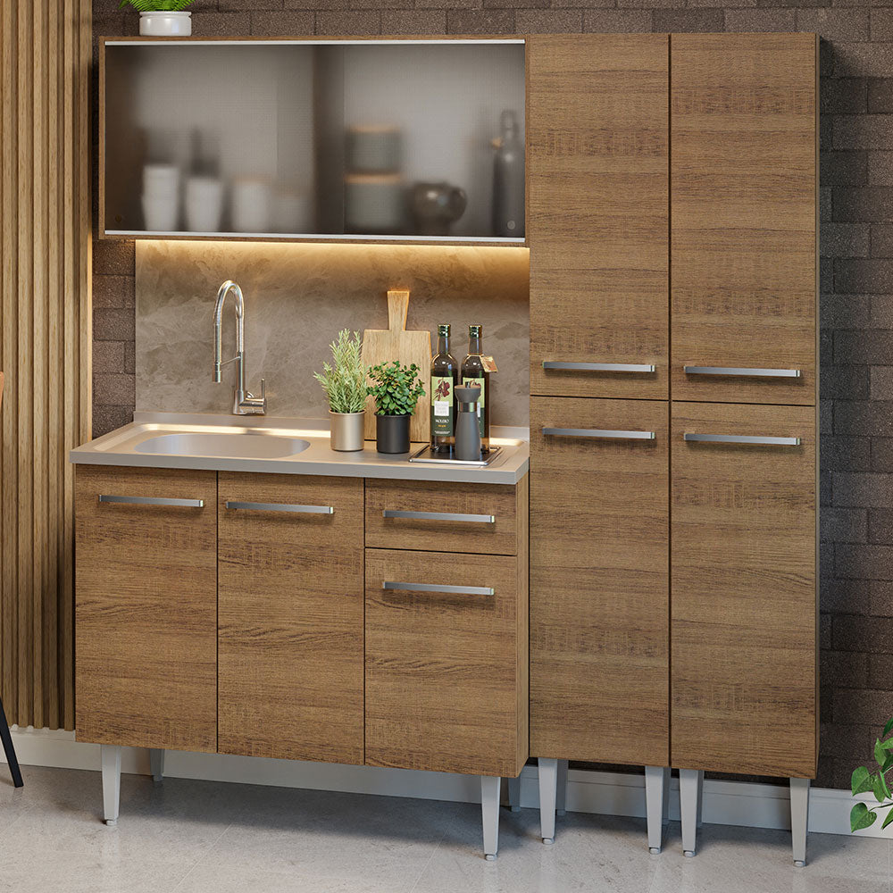 Armário de Cozinha Compacta 169cm com Pia Rustic Emilly Madesa 11