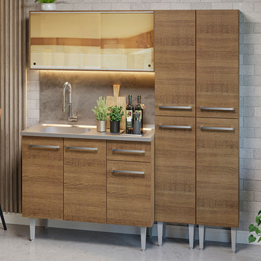 Armário de Cozinha Compacta 169cm com Pia Rustic Emilly Madesa 12