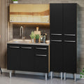 Armário de Cozinha Compacta 169cm com Pia Rustic/Preto Emilly Madesa 12