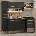 Armário de Cozinha Completa 197 cm Rustic/Preto Emilly Madesa 02