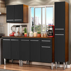 Armário de Cozinha Completa 201cm Rustic/Preto Emilly Sing Madesa 01