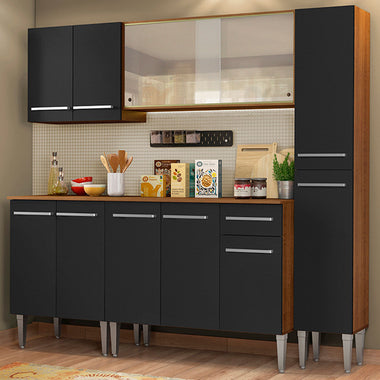 Armário de Cozinha Completa 201cm Rustic/Preto Emilly Fast Madesa 02