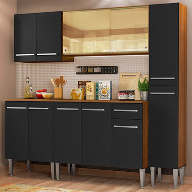 Armário de Cozinha Completa 201cm Rustic/Preto Emilly West Madesa 03
