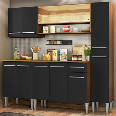 Armário de Cozinha Completa 201cm Rustic/Preto Emilly Sky Madesa 04
