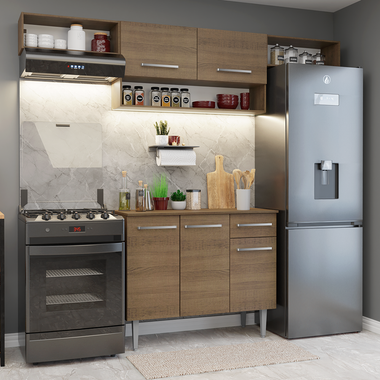 Armário de Cozinha Completa 225cm Rustic Emilly Madesa 01