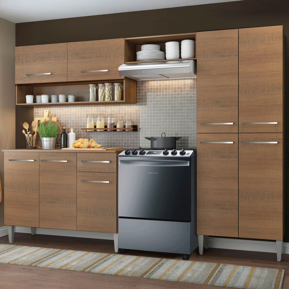 Armário de Cozinha Compacta 229cm Rustic Emilly Pop Madesa 02