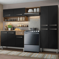 Armário de Cozinha Compacta 229cm Rustic/Preto Emilly Pop Madesa 02