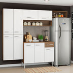 Armário de Cozinha Completa 229cm Rustic/Branco Emilly Fit Madesa 03