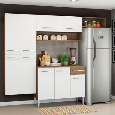 Armário de Cozinha Completa 229cm Rustic/Branco Emilly Fit Madesa 03