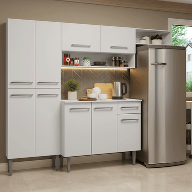 Armário de Cozinha Completa 229cm Branco Emilly Madesa 016