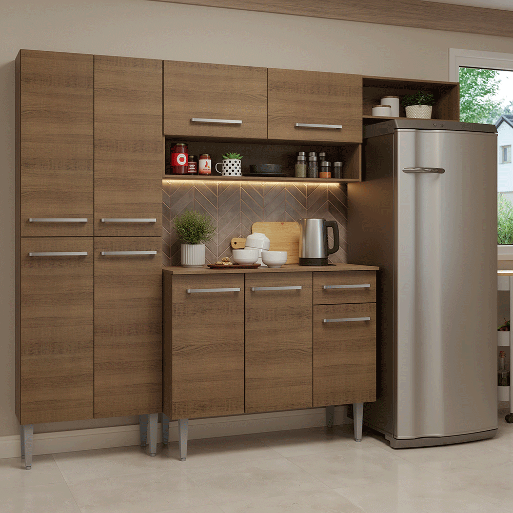 Armário de Cozinha Completa 229cm Rustic Emilly Madesa 016