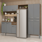 Armário de Cozinha Completa 229cm Rustic/Cinza Emilly Madesa 017