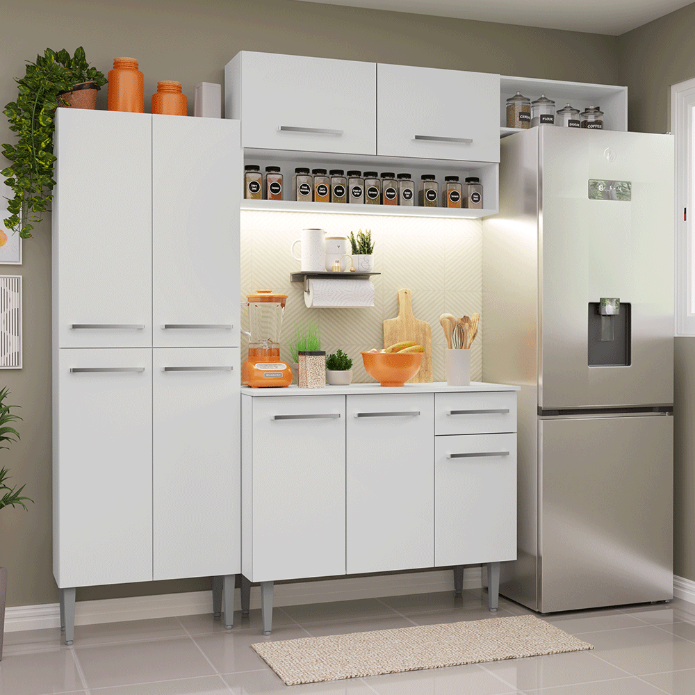 Armário de Cozinha Completa 229cm Branco Emilly Madesa 18