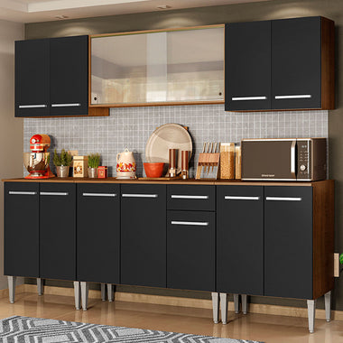 Armário de Cozinha Completa 233cm Rustic/Preto Emilly Wind Madesa 02