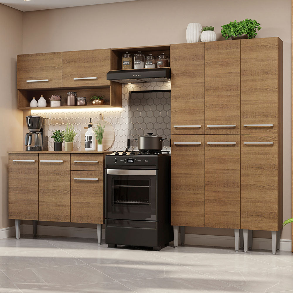 Armário de Cozinha Completa 261cm Rustic Emilly Madesa 02