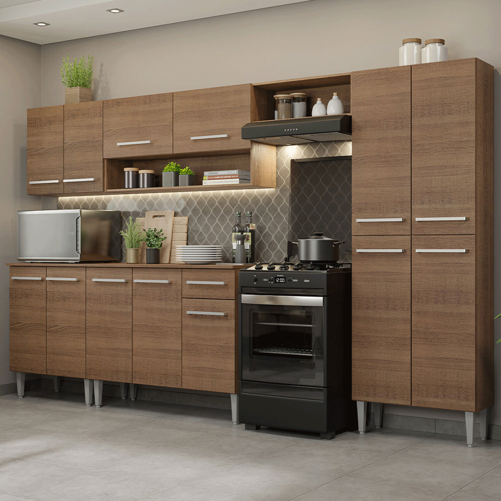 Armário de Cozinha Completa 293cm Rustic Emilly Madesa 01
