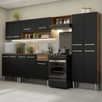 Armário de Cozinha Completa 293cm Rustic/Preto Emilly Madesa 01